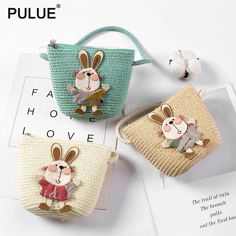 Summer Hand Made Straw Bags Children Single Inclined Shoulder Exquisiteness Kids Cartoon Coin Purses Cute Princess Handbags 250605