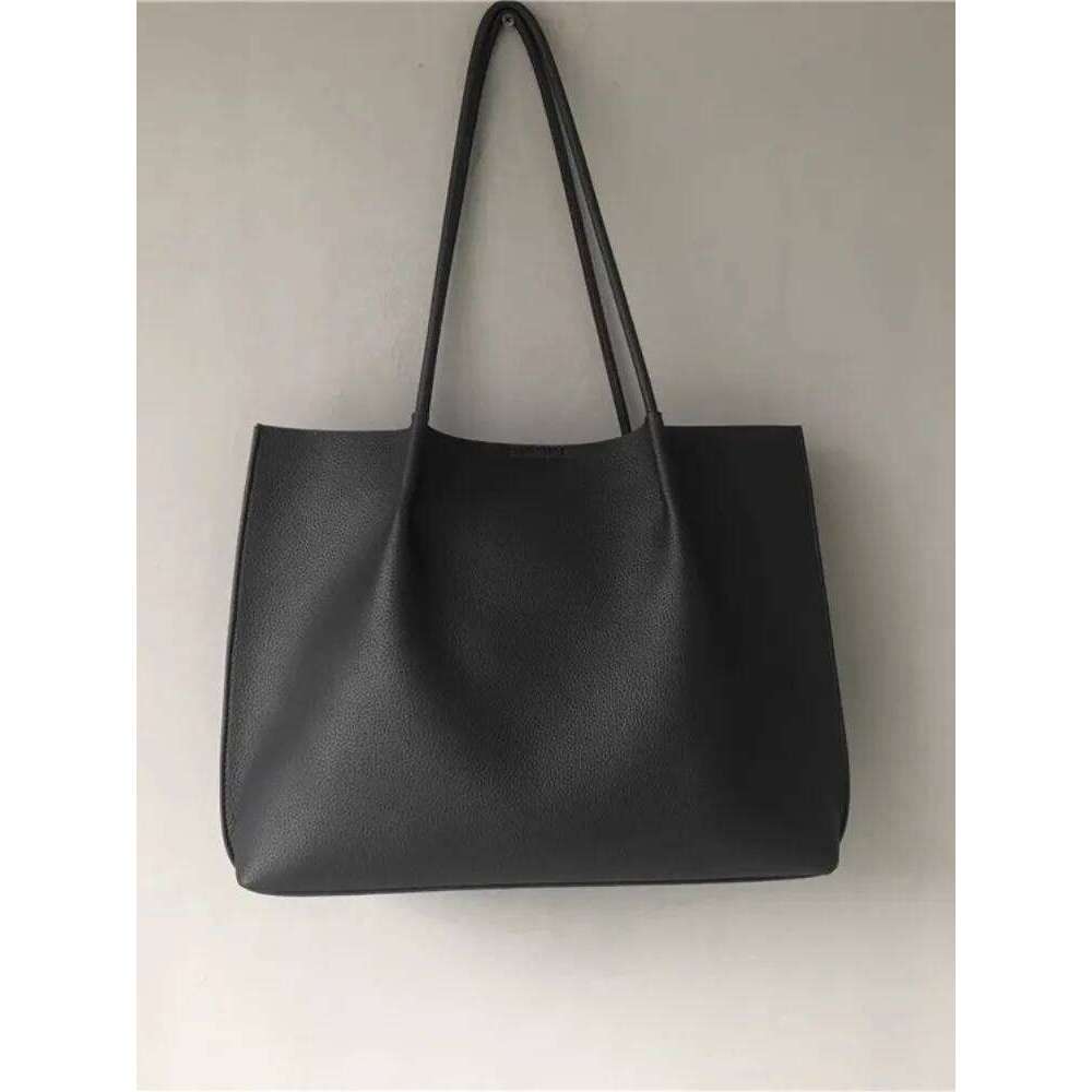 Office Ladies High Capacity Work Single Shoulder Casual Tote Handbag Soft Leather Vintage Solid Color Women Shopping Bag