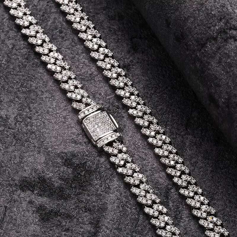 OACOCA 6mm Hip Hop Jewelry White Gold Plated 925 Sterling Silver Diamond Iced Out Cuban Link Chain Necklace Men