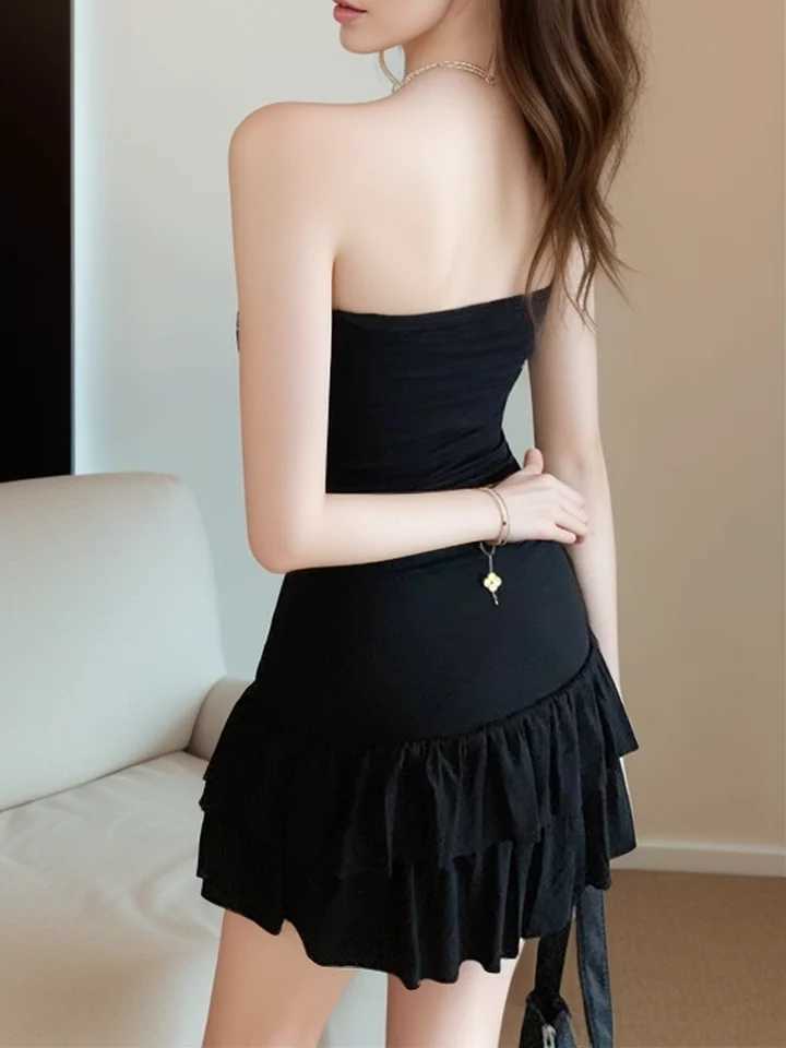 New Women Party Night Birthday Pleated Sundress Sleeveless Bodycon Dress Summer Sexy Strapless Short Mini Dresses Clubwear XJ250610