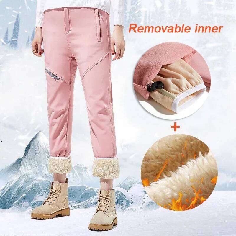 Winter Ski for Women Outdoor Windproof Waterproof Snowboard Snow Fleece Thick Warm Trousers Hiking Pants