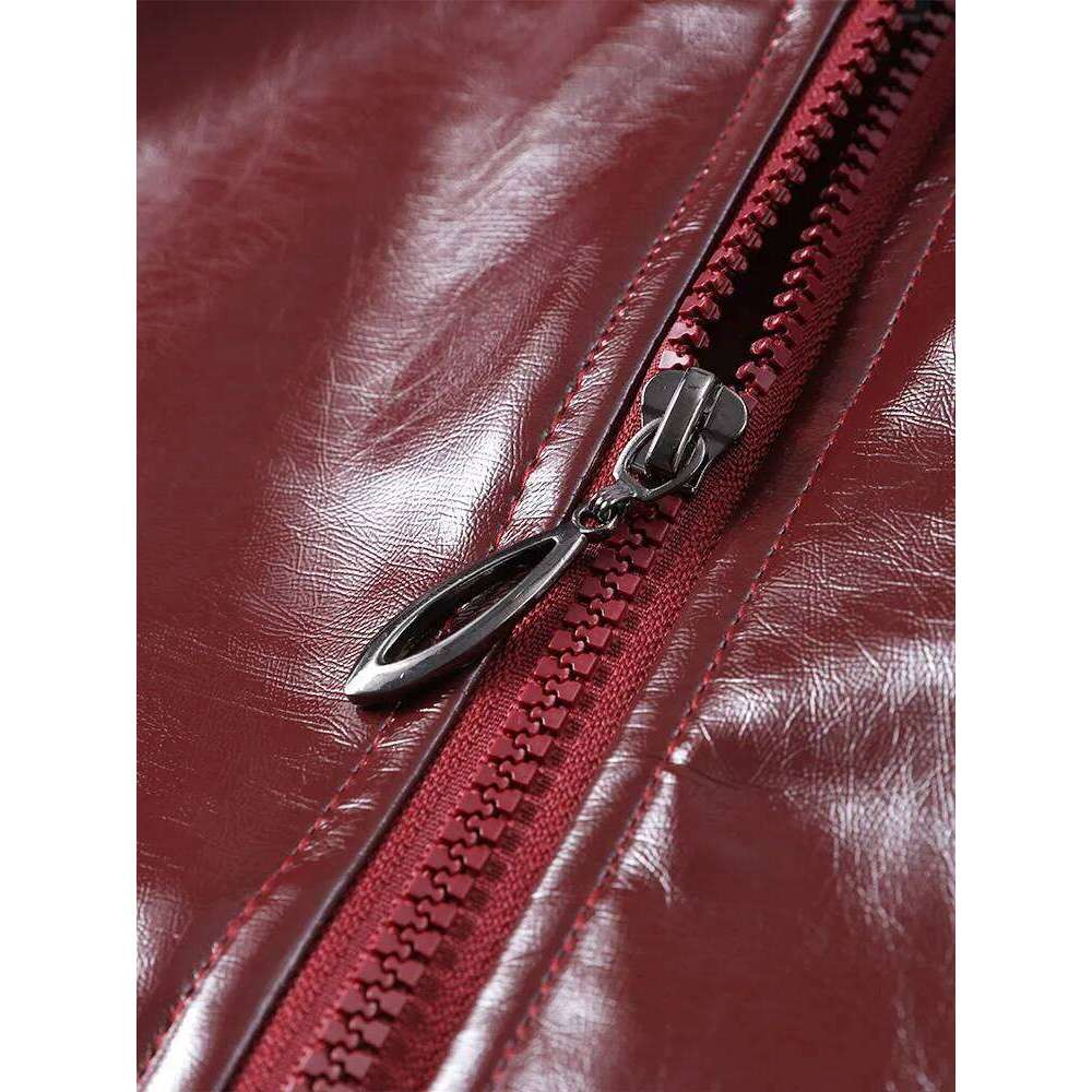 Y2k Bury Leather Bomber Jacket Women Urban Lapel Zipper Pocket Cropped Short Female Coats 2024 Lady Casual Outerwear