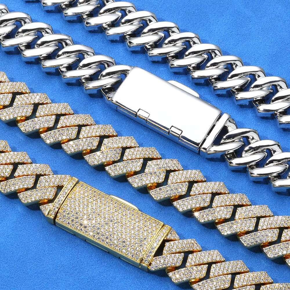 OACOCA Hip Hop S925 Silver Cuban Chain Moissanite Jewelry Necklace for Men 18k Gold Plated Fashion NecklacesNecklaces Charm