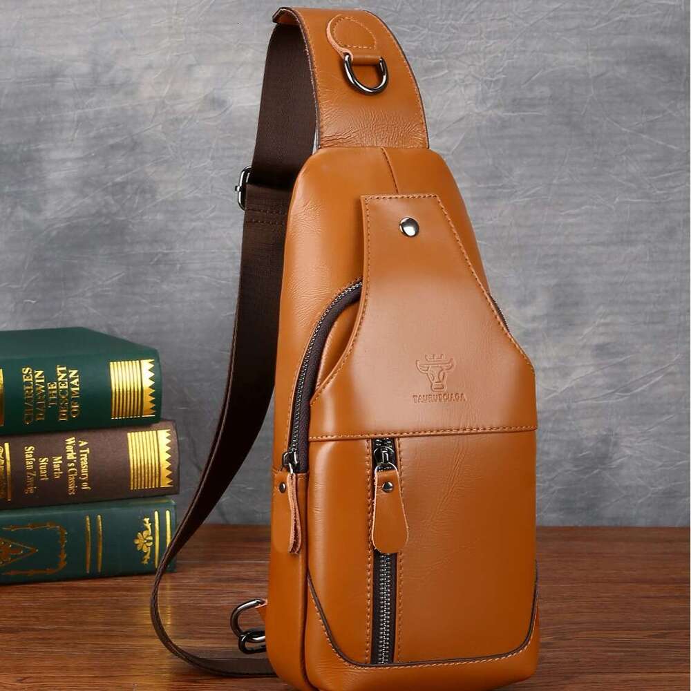 TAURUSCIAGA Zhen Niu Shijia Men's Genuine Leather Single Shoulder Crossbody Chest First Layer Cowhide Front Sling Bag Portable