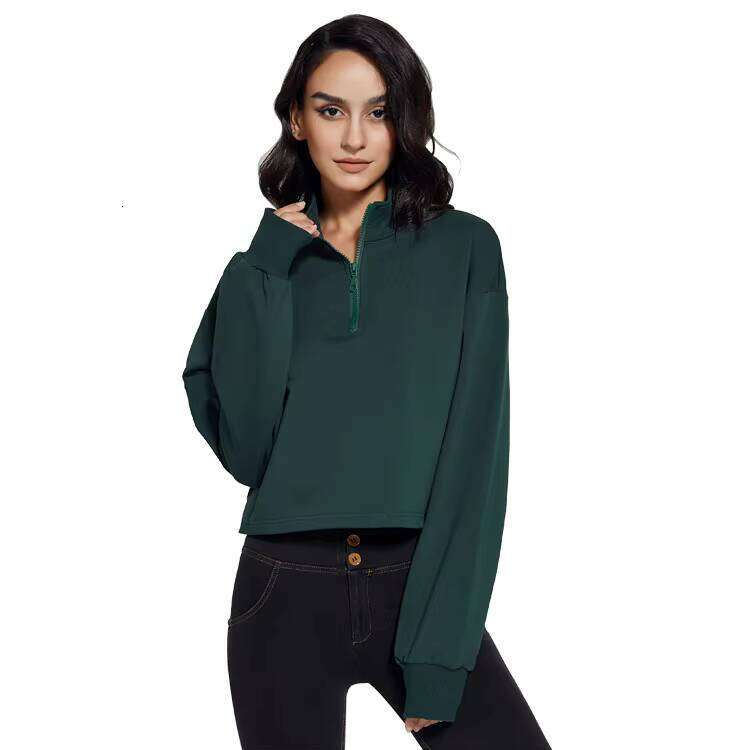 Training & Clothing Autumn 1/4 Zipper Sports Gym Jogging Yoga 95% Cotton Cut Oversized Pullover Women's Hoodie