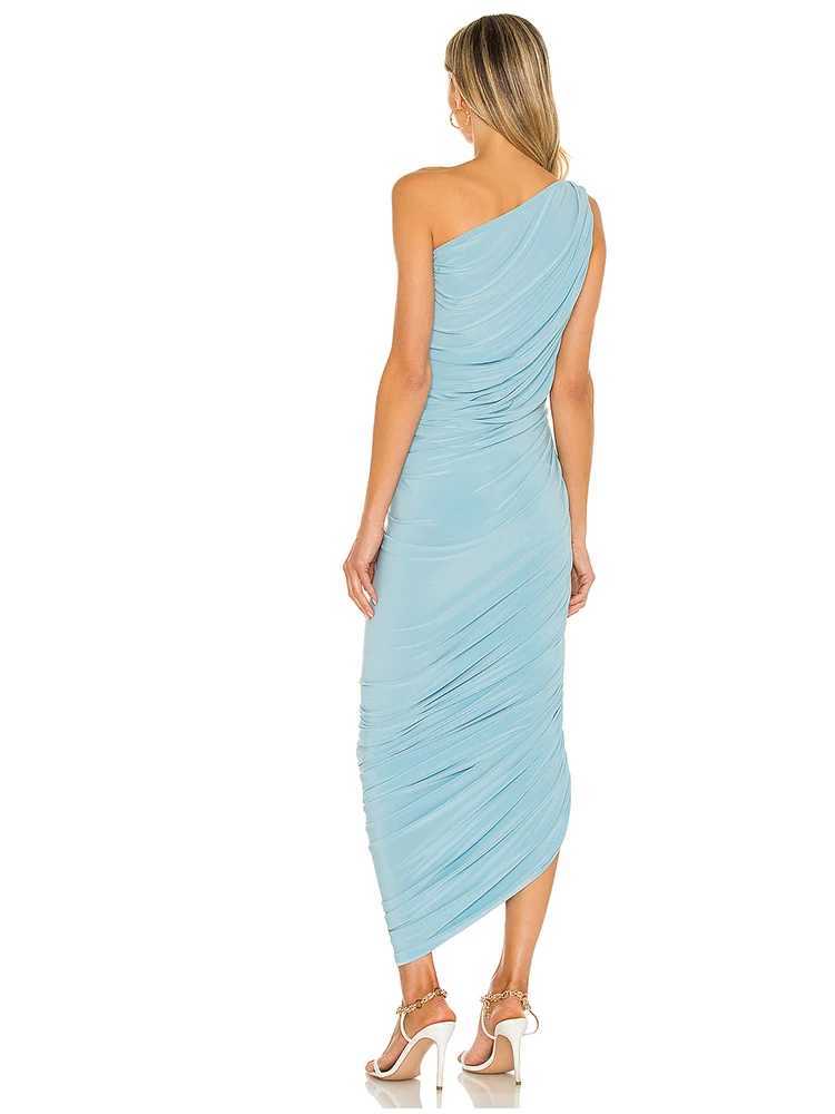 Womens One Shoulder Pleated Dress Slim Maxi Sleeveless Asymmetric Dress Cocktail Formal Party Long Dresses XJ250610