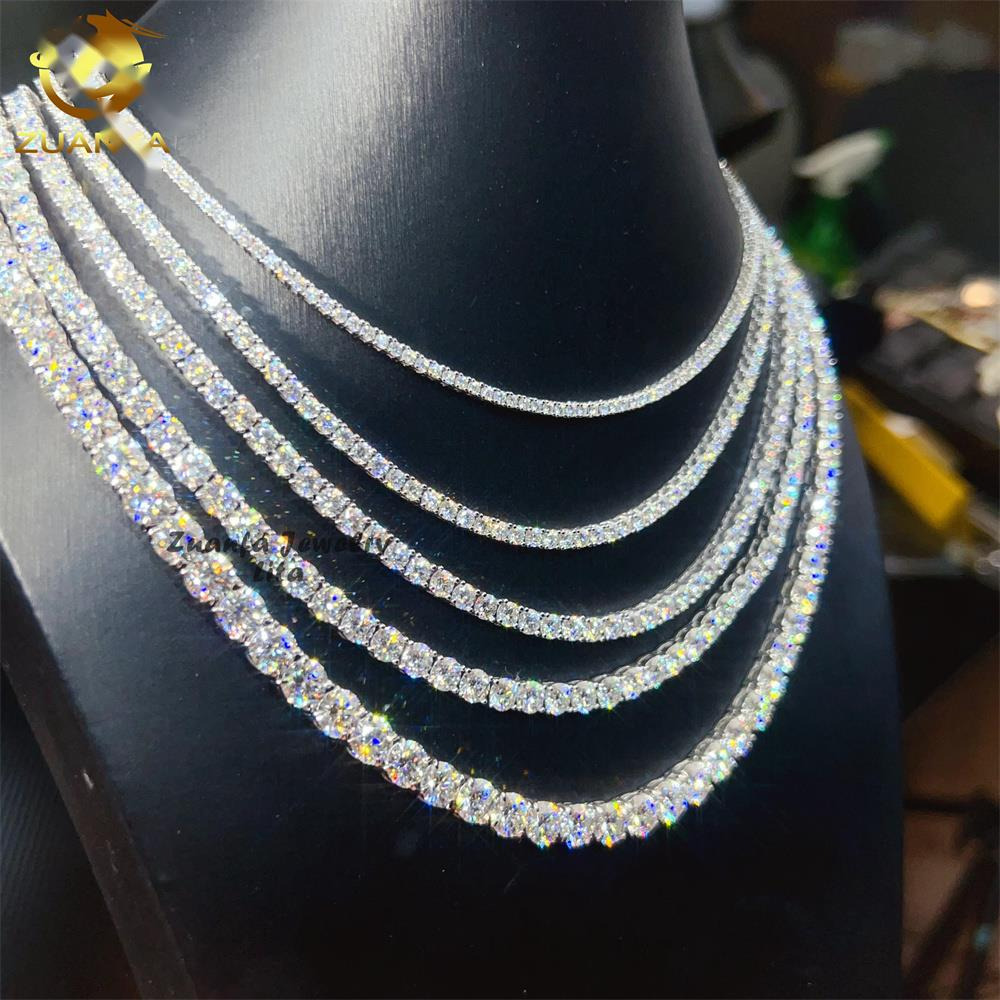 OACOCA Hip Hop Tennis Chain Jewelry 2MM 3MM 4MM 5MM 6.5MM D-Vvs Moissanite Diamond Moissanite Necklace