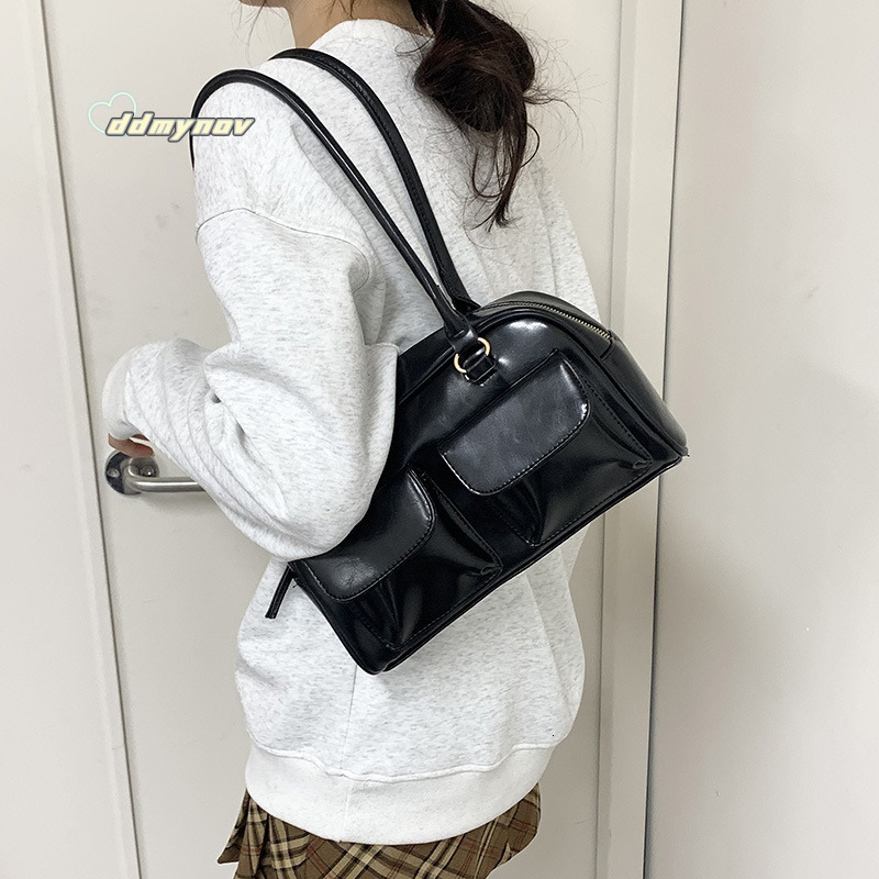 2024 New Solid Color PU Large Capacity Underarm Shoulder Korean Fashion Women's Bag ddmynov