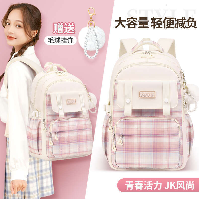 Designer Bag New Children S Plaid Elementary School Backpack Grades Ultra Light Double Shoulder Bag Oxford Cloth Large Capacity For Girls