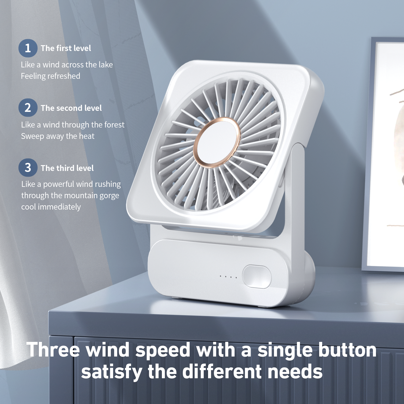 Portable Mini Fan - 3-Speed USB Rechargeable, Quiet Operation & Adjustable Angle, Desktop/Handheld Cooling Fan for Home, Office & Outdoor Summer Use
