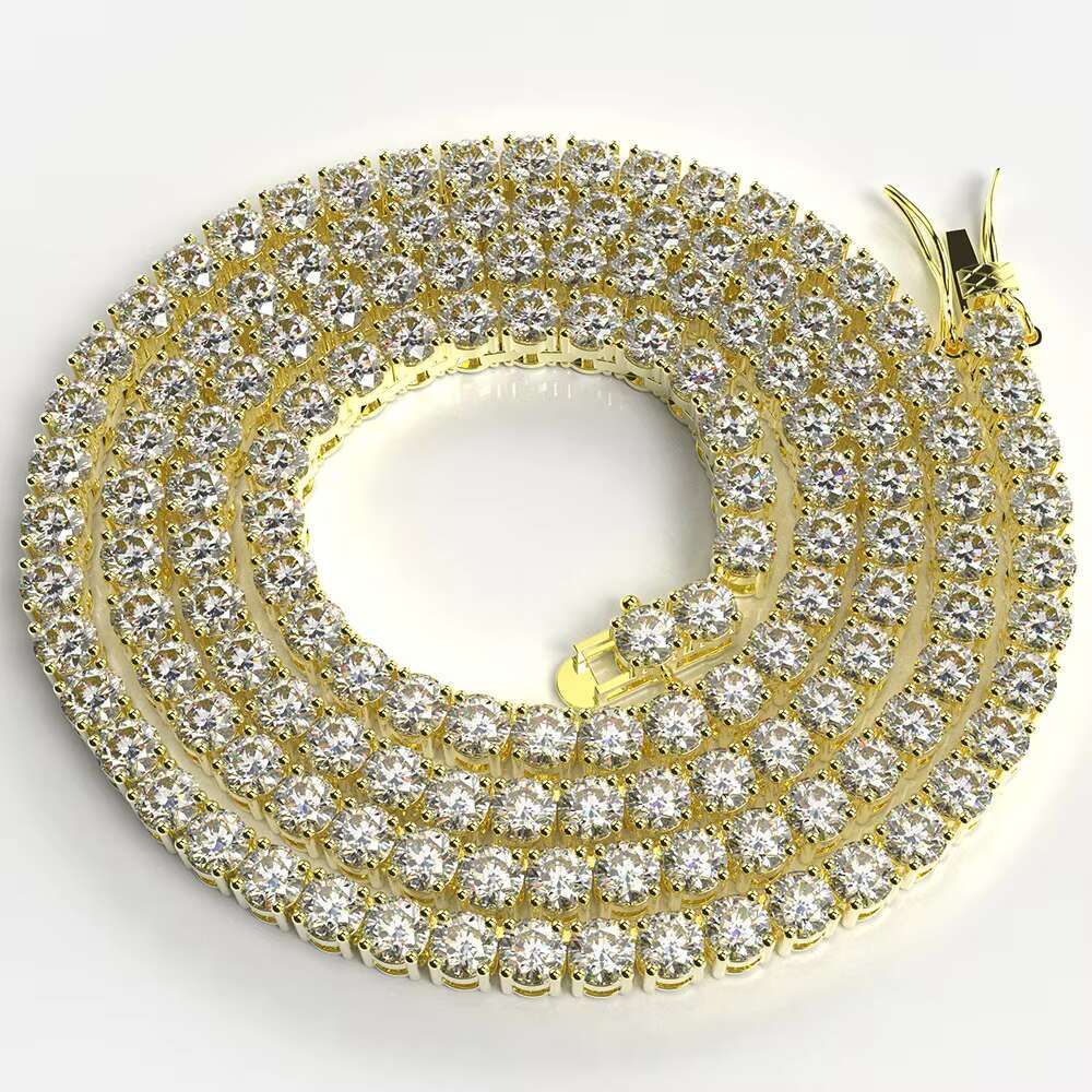 OACOCA Hip Hop Jewelry 925 Sterling Silver 5mm Moissanite Diamond Necklace Moissanite Tennis Chain