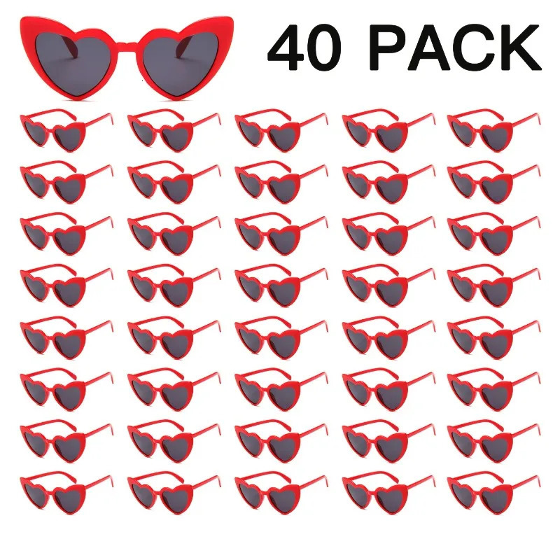 40pcs Fun and Stylish Large Frame Heart-Shaped Glasses - Perfect for Weddings Balls and Couples Parties 250530