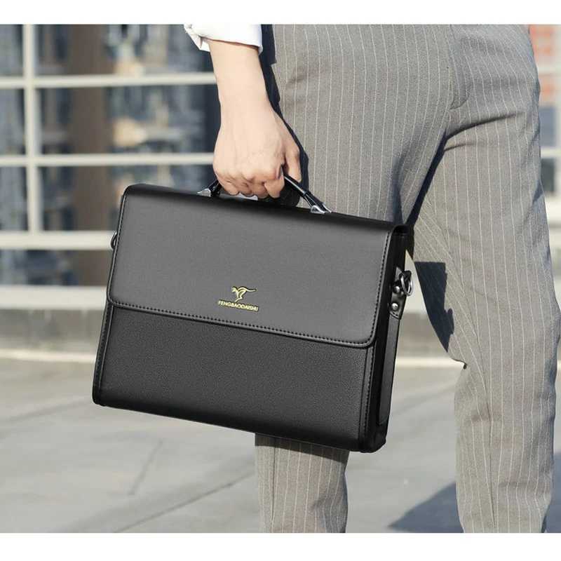 Luxury MenS Briefcase Designer Work Business Casual Large Capacity Tote PU Leather Handbag Shoulder Lawyer 14 Inch Laptop Bag W250610