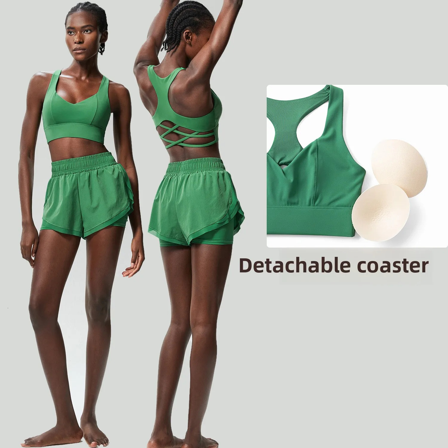2 Pieces Outdoor Women Summer Running sports bra Breathable Quick Dry Short Sportswear Fitness Yoga Set Female Workout Clothes 250609