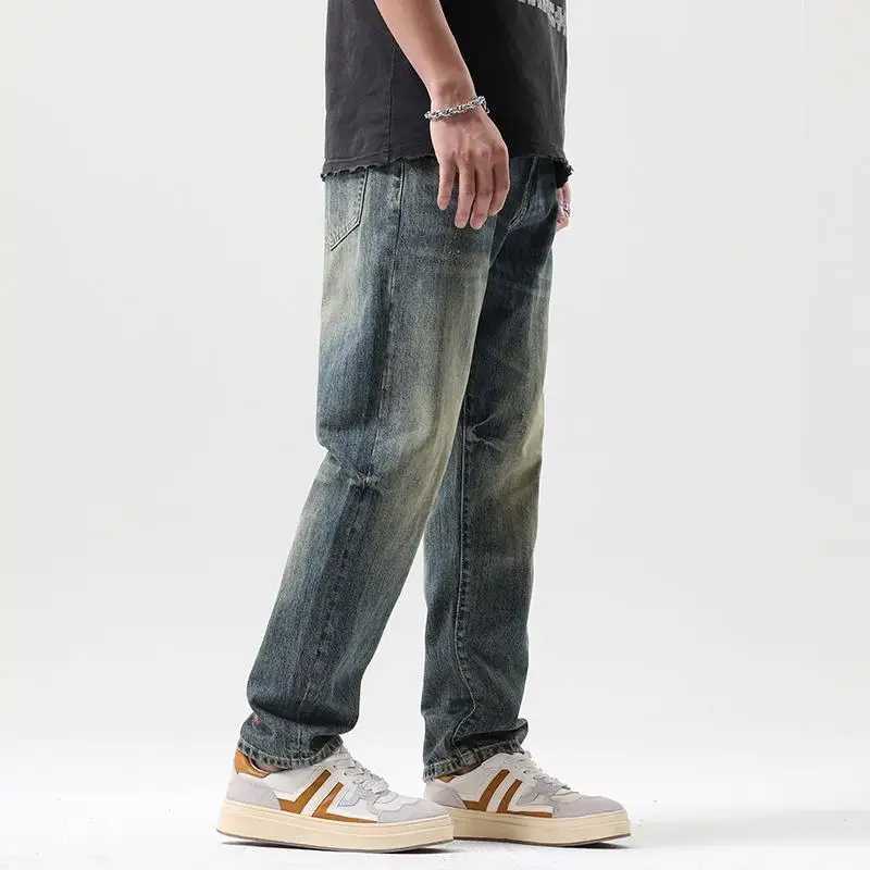 Mens Cowboy Pants Straight Graphic Summer Jeans for Men Grunge Y2k Stylish Aesthetic Korean Fashion Trousers Cheap Vintage Washed M250610