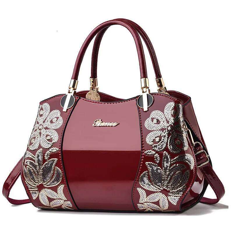 Fashion Embroidered Shaped Boston Women's Crossbody Bag Patent Leather Large Capacity Womens Handbag Bolsos Mujer