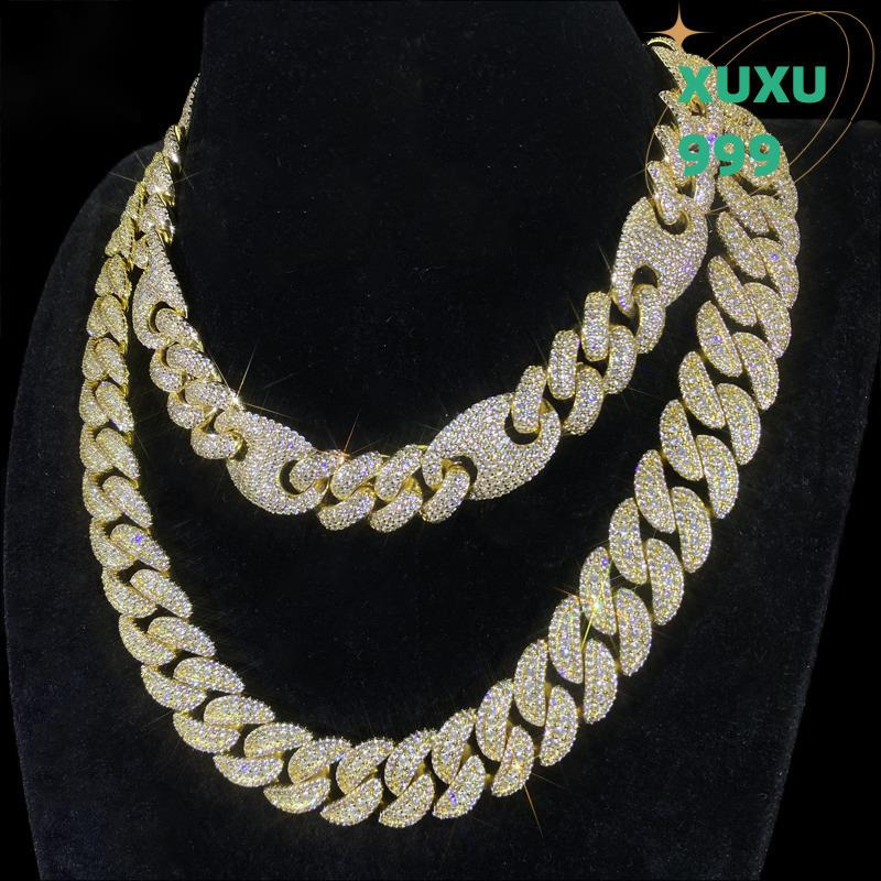 OACOCA Custom 925 Sterling Silver 16mm Cuban Link Chain Fine Jewelry Hip Hop Rose Gold Plated Necklace with Charm Moissanite Necklace