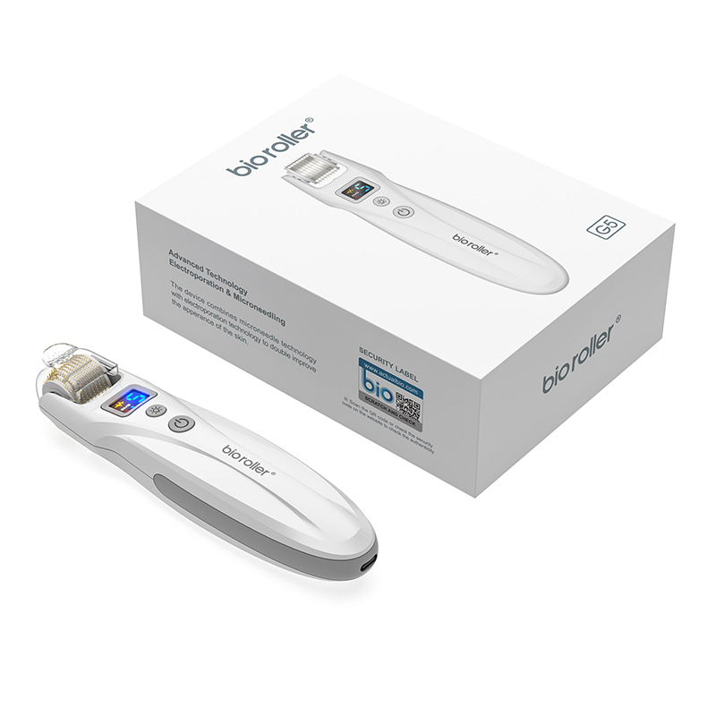 Micro Needling Bio Roller G5 EMS Muscle Stimulator with Red & Blue LED Lights - For Enhanced Hair Regrowth and Wrinkle Reduction