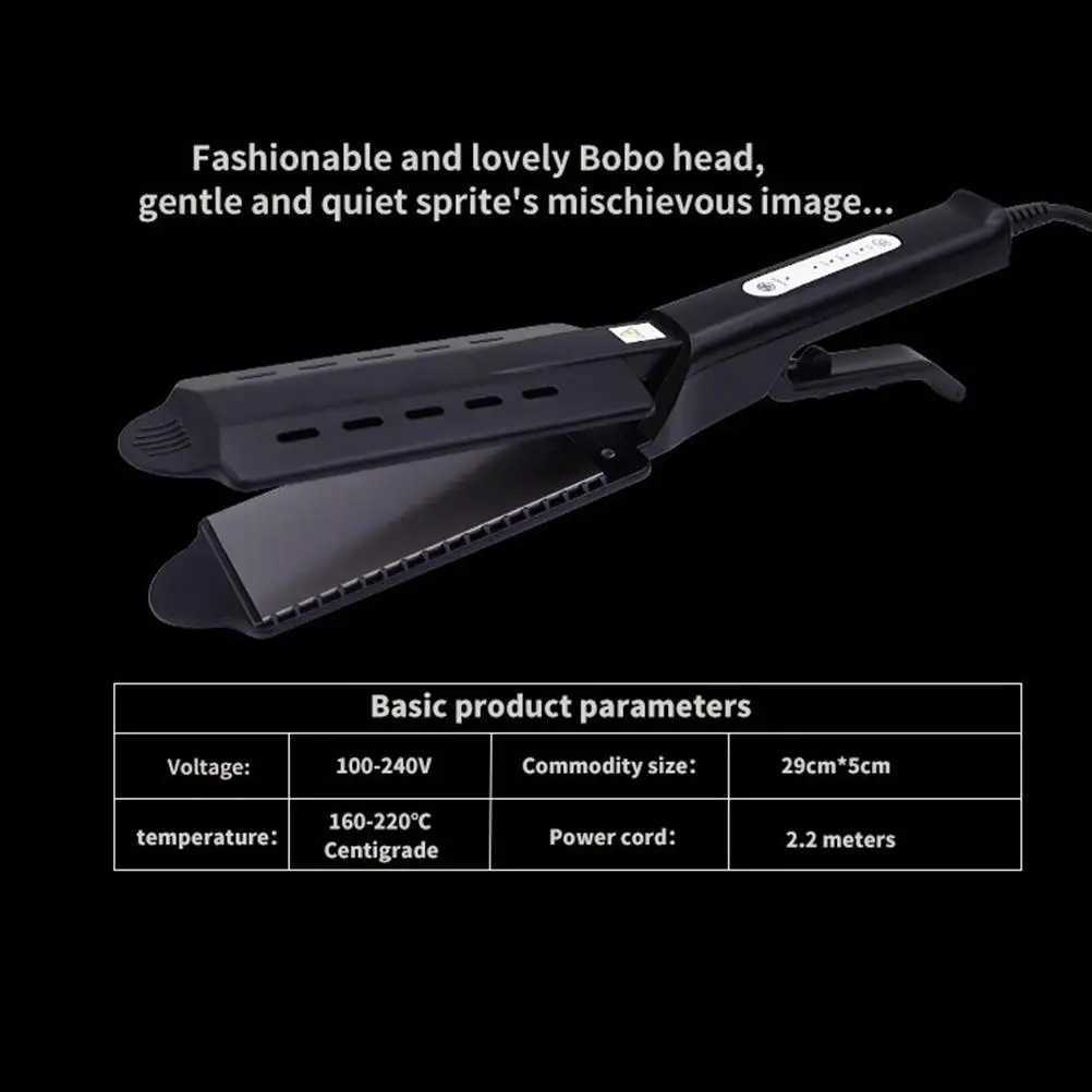 1pc Electrical Splint Straight Hair Clamp X Shape Scissors Shape Splint Hair Straightener for Salon Barber with EU Plug (Black) W250610