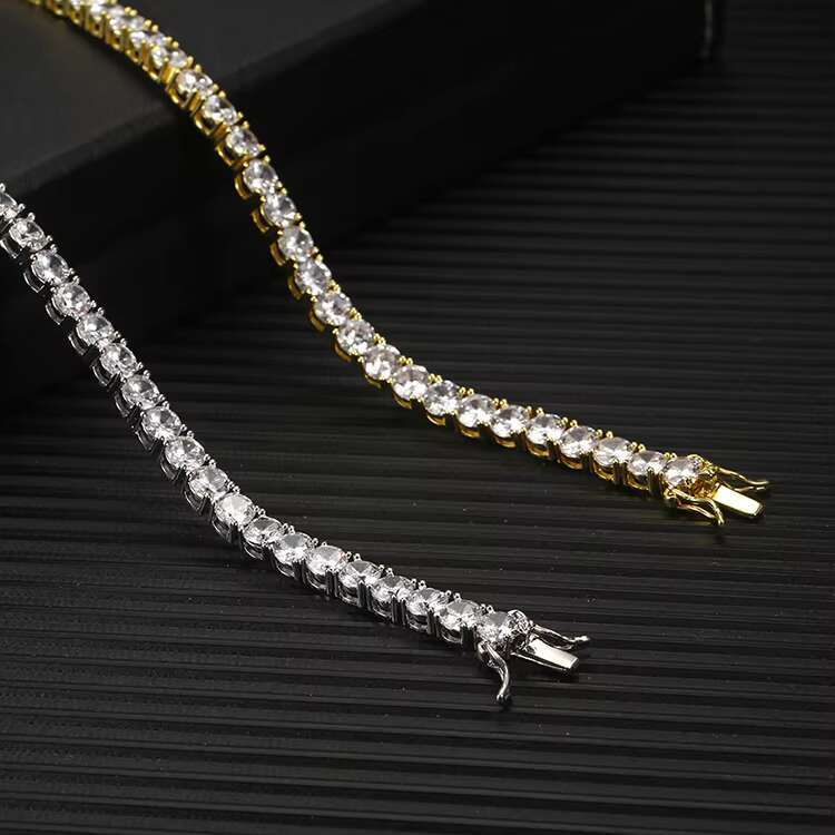 OACOCA HipHop High Quality Brass Tennis Necklace for Women Men 2MM Gold-Plated Rope Chain with CZ Diamond for Gift Orthodox Religious