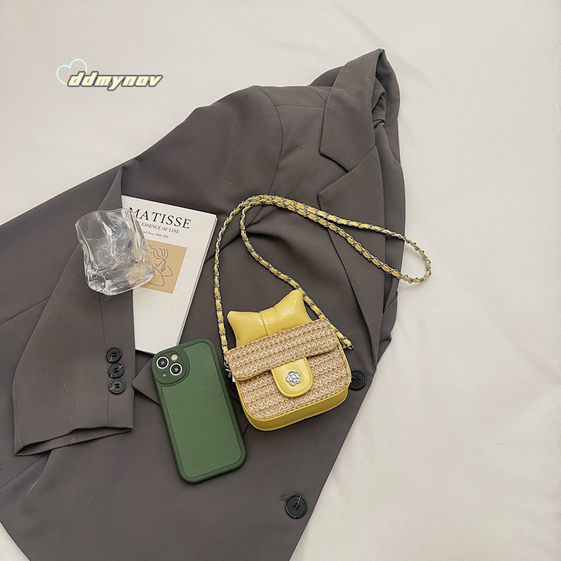Korean Mini Textured Small 2025 New Fashion Stylish Chain Crossbody Bag Spring Summer Niche Bowknot ddmynov