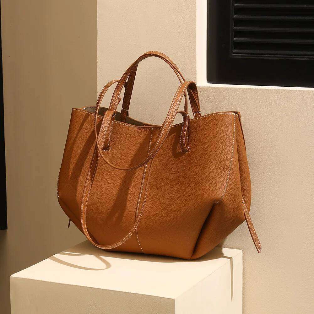 VIELINE New Women's Tote Large Capacity Leisure Shoulder Handbag Cowhide Commuting Fashion Messenger Shopping Bag
