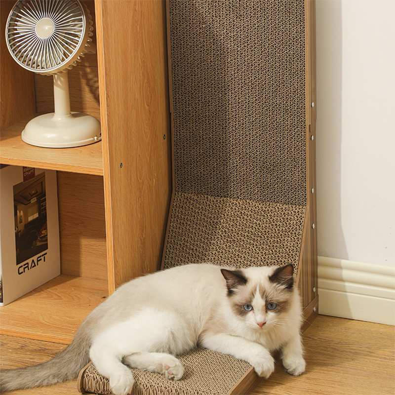Cross border popular cat scratching board L-shaped vertical corrugated paper grinding claw artifact durable and non shedding cat scratching column sou