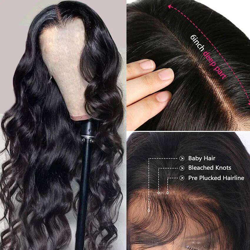 YYong 180% 13x6x1 T Part Body Wave Human Hair Wig Remy Brazilian Transparent Lace Frontal Wigs For Women