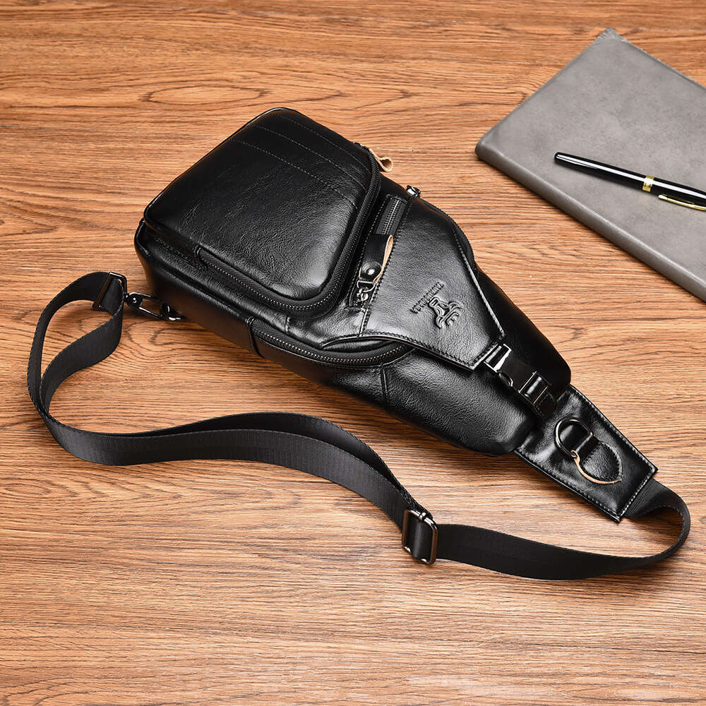 TAURUSCIAGA Top Layer Men's Chest Oil Wax Cowhide Fashion Genuine Leather Crossbody Bag