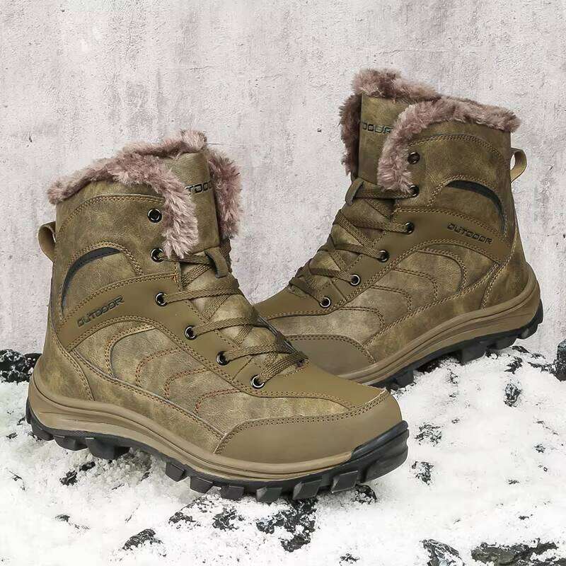 Men's Large Size Wear-resistant Non-slip Outdoor Hiking Plus Veet Warm Cotton Shoes