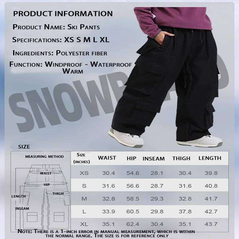 2025 New Ski Men's Sports Loose Snow Women's Outdoor Winter Single Double Board Windproof Warm Breathable Pants