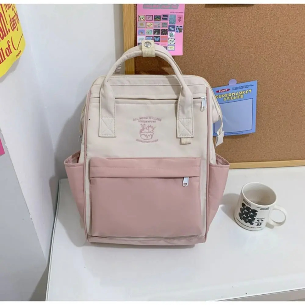 High Quality Canvas Laptop Backpack Lightweight Student Bookbag Schoolbag Durable Contrasting Colors Travel Bag 250606