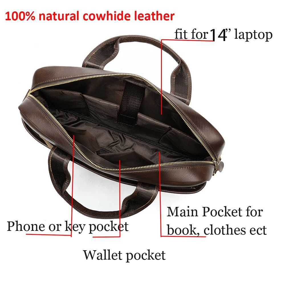 WESTAL Mens Bag Genuine Leather Men Briefcase for Laptop 14 Messenger Mens Leather Bag Business Portfolio for Document A4 7022 W250610