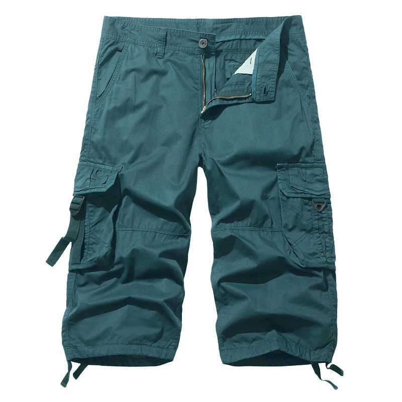 New style Cotton Below Knee Length 3/4 Long Shorts Mens Tactical Capri Pants Multi Pocket Summer Twill Work Cargo Pants Man W250610