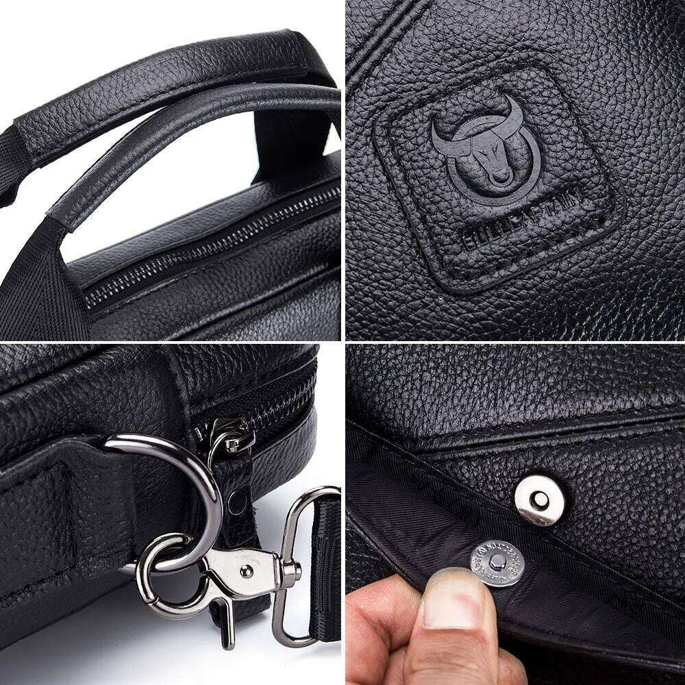 BULLCAPTAIN 2020 Men's Briefcase Business Handbag Can Be Used For 15 Inch Laptop Casual Shoulder Messenger Bags Leather Bag Men