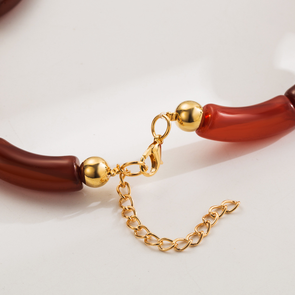 Irregular stacked bamboo necklaces in Europe and America fashionable design sense versatile for daily use acrylic