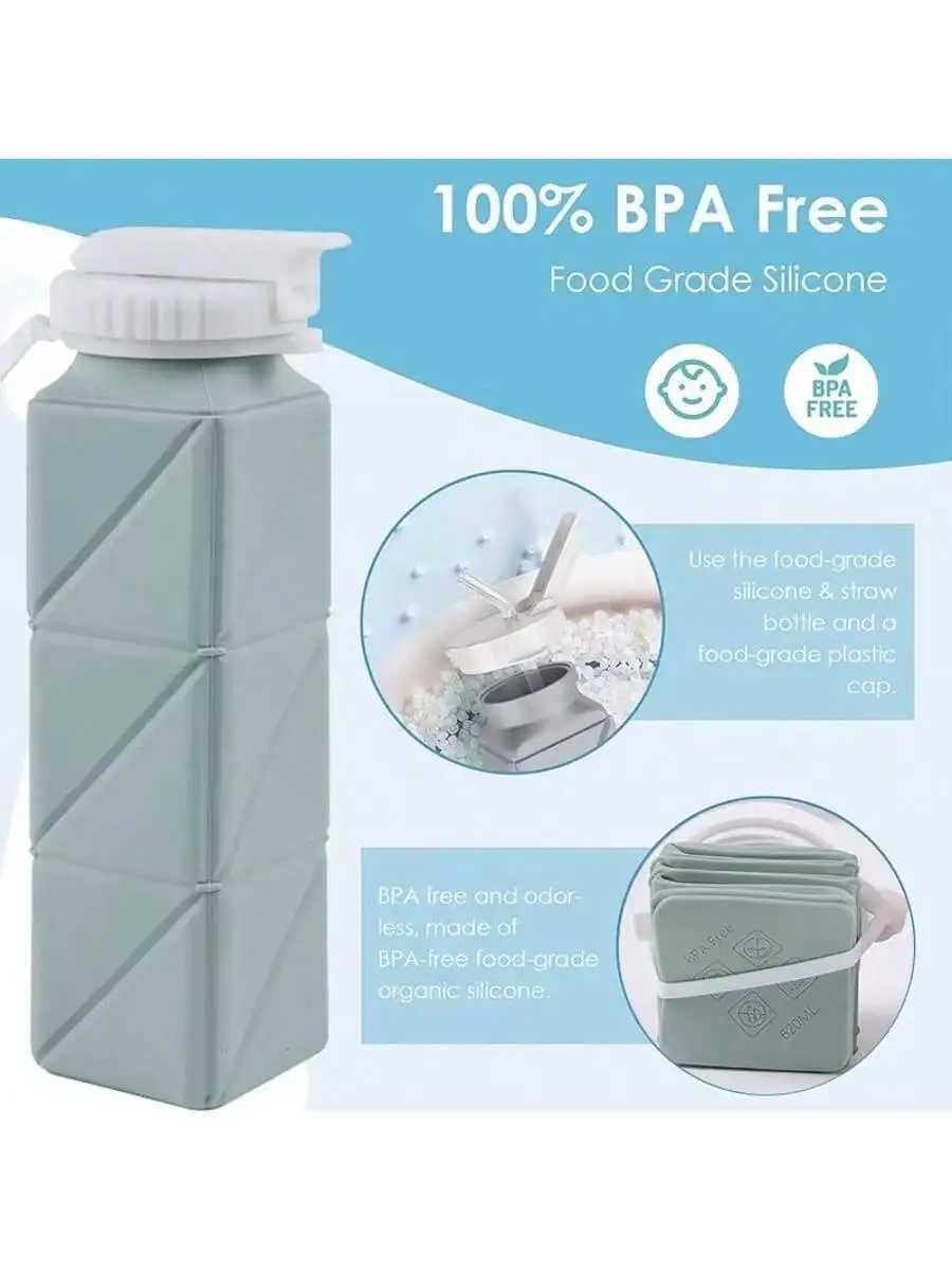 620ml Cup with Straw Lid Leak-Proof BPA Free Silicone Foldable Water Bottle Suitable for Travel Gym Camping Sports Z260202