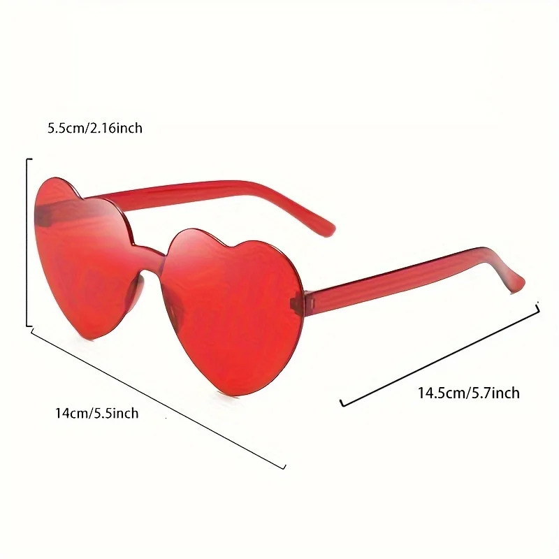 30 Pairs Per Set Heart Shaped Sunglasses Cute Rimless Solid Color Beach Vacation Shades Women Fashion Rave Sun Glasses 250530