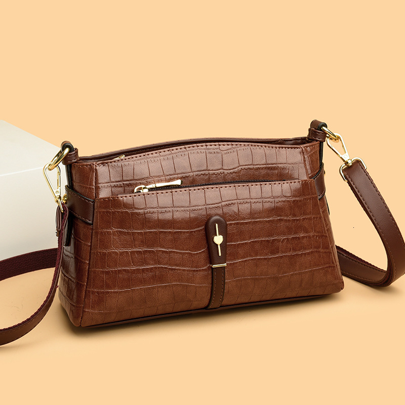 Free Shipping 2025 New Luxury Crocodile Pattern Middle-aged Designer Mom Bag Multi-layer Shoulder Bag Fashionable Women's Handbag Large Capacity 