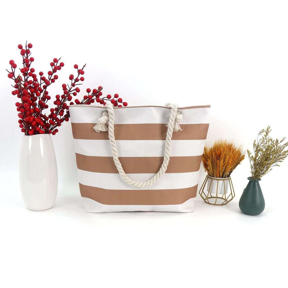 Large Capacity Striped Beach Women's Underarm Shoulder Simple Versatile Casual Storage Canvas Bag