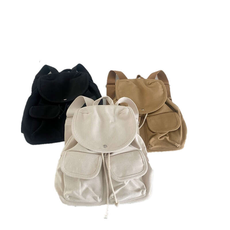 2024 Spring Summer New Simple Casual Niche Design Student Canvas School Bag Large Capacity Drawstring Backpack