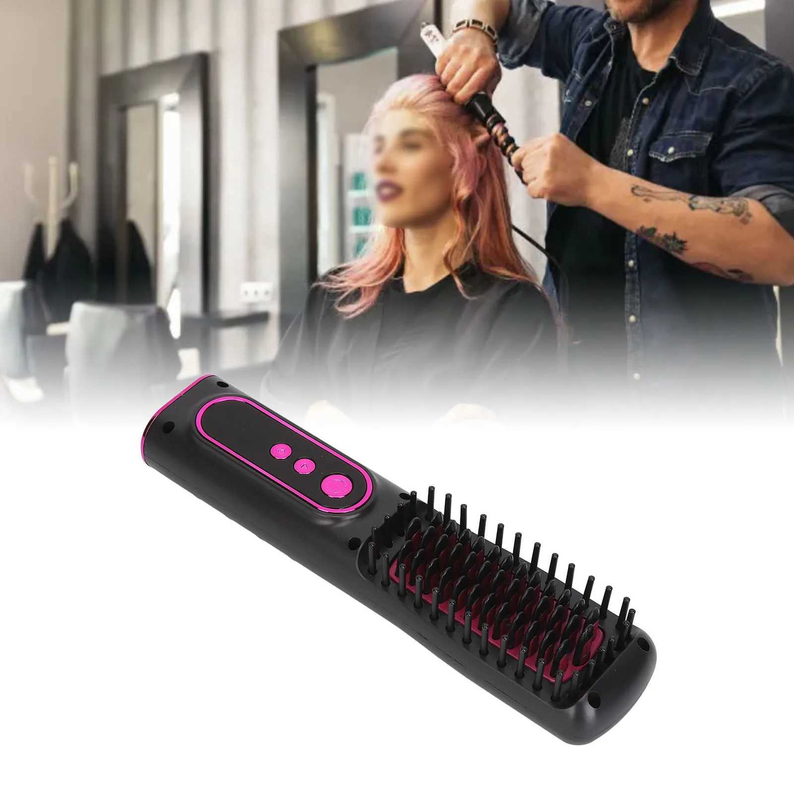Hair Straightener Comb Frizz Control Professional USB Rechargeable Electric Hair Straightener Cordless Portable For Long Hair W250610