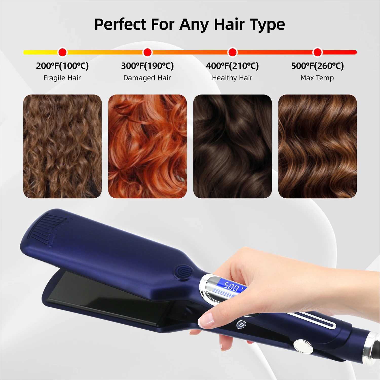Hair Straightener Curler 500F Professional Hair Flat Iron For Salon Styling Tools Keratin Treatment Dual Voltage LCD Display W250610
