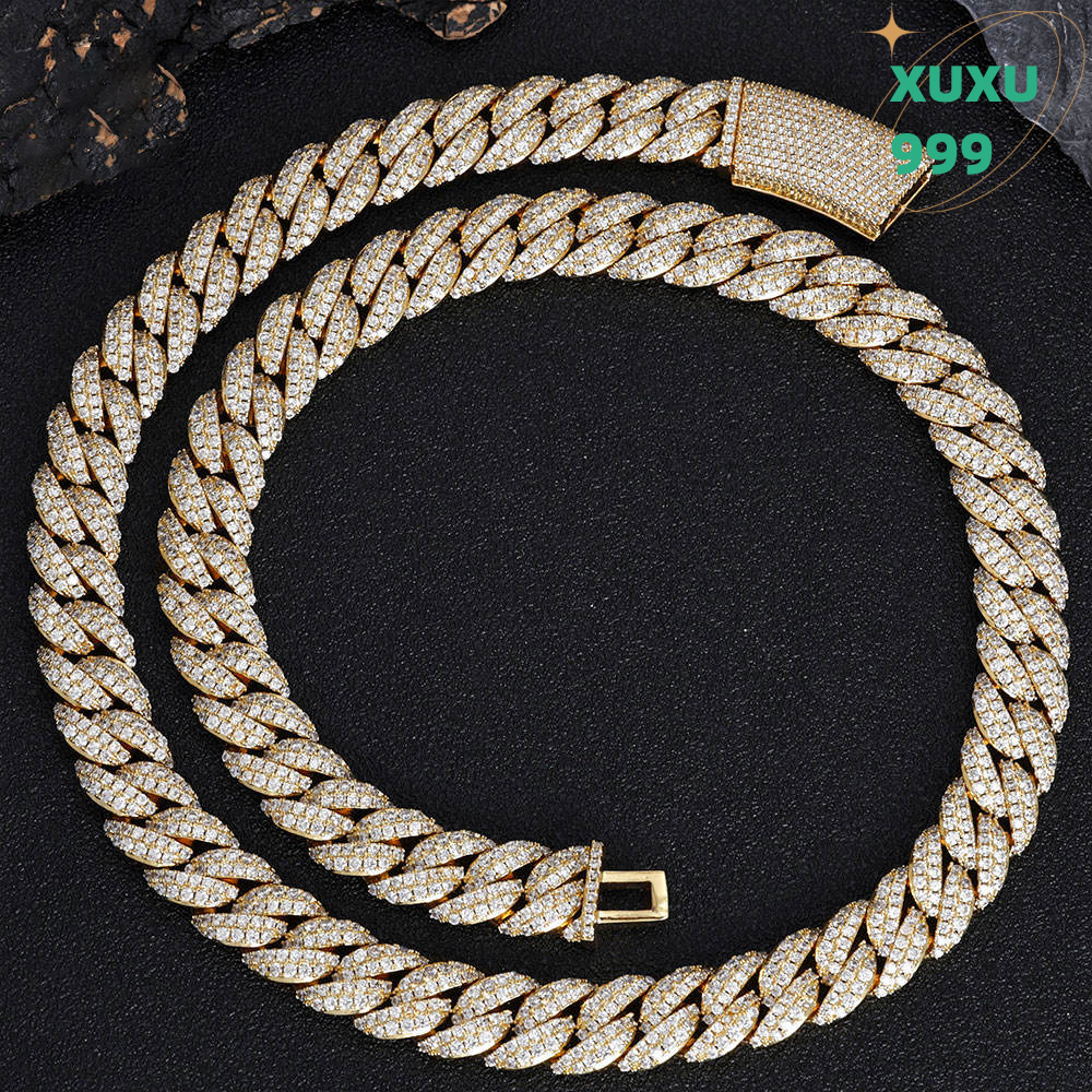 OACOCA Hip Hop Luxury 13mm Double Row Diamond Cuban Chain Necklace Micro Pave Bling Iced Out Zircon Cuban Link Chain Jewelry for Men