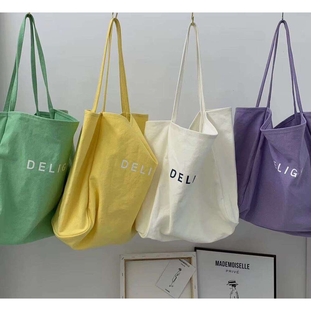() Large Capacity Alphabet Canvas Bag Candy Color