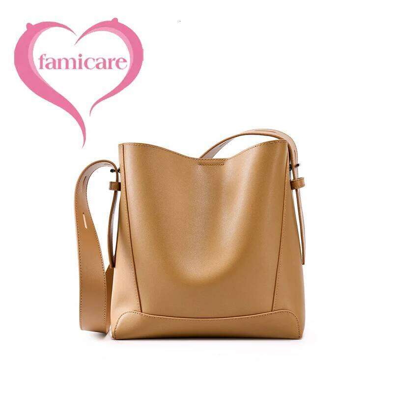 Ladies' Split Leather Bucket Female Commute Shopping Messenger Bags Adjustable Shoulder Strap Women Casual Handbag