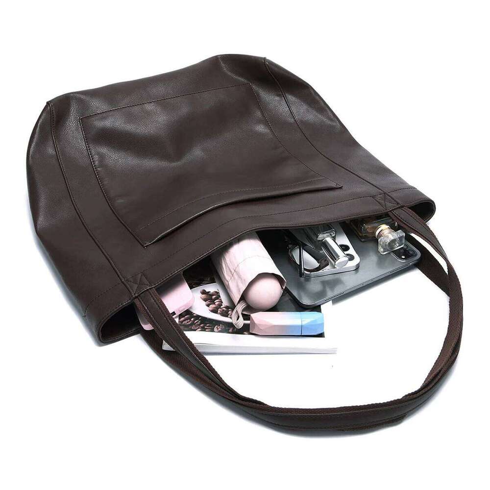 2025 Large Capacity Women Oil Wax Leather Fashion Purse Shoulder Bags With Side Pockets Girl Handbags Female Totes