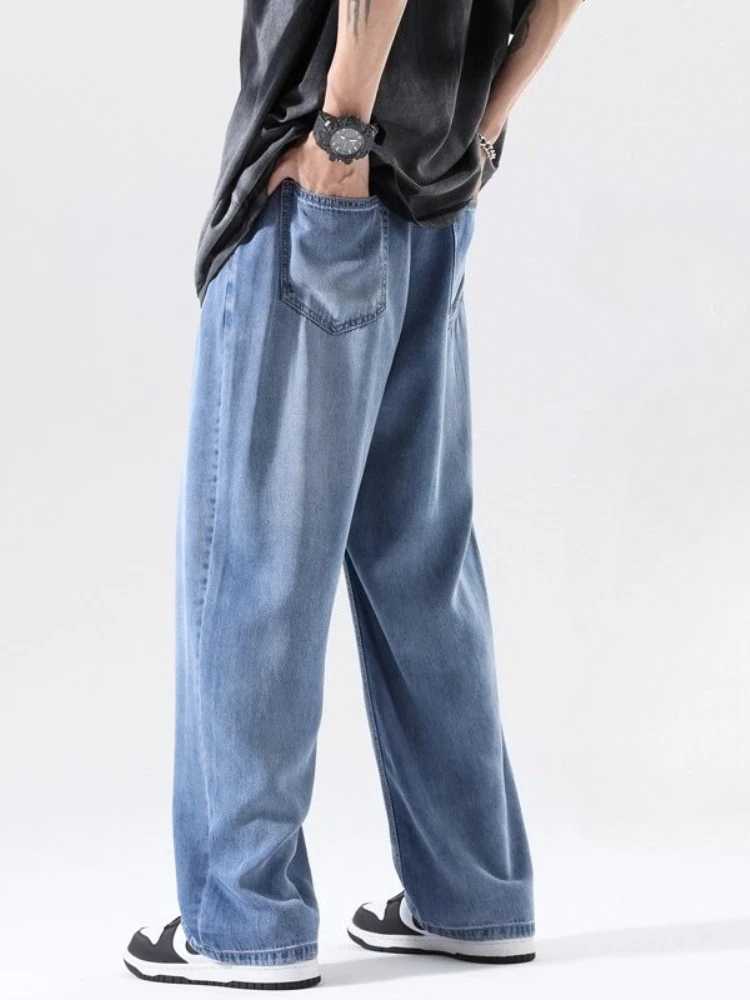 New Vintage Straight Jeans Men Summer Thin Fashion Casual Loose Korean Classic Solid Color Denim Trousers Male Streetwear M250610