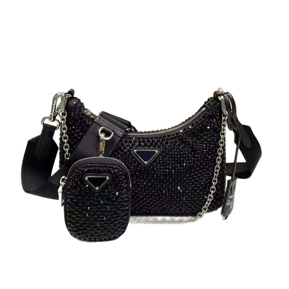 Three-in-One Women's High-Quality Super Shiny Czech Rhinestone Full Diamond Crossbody Bag