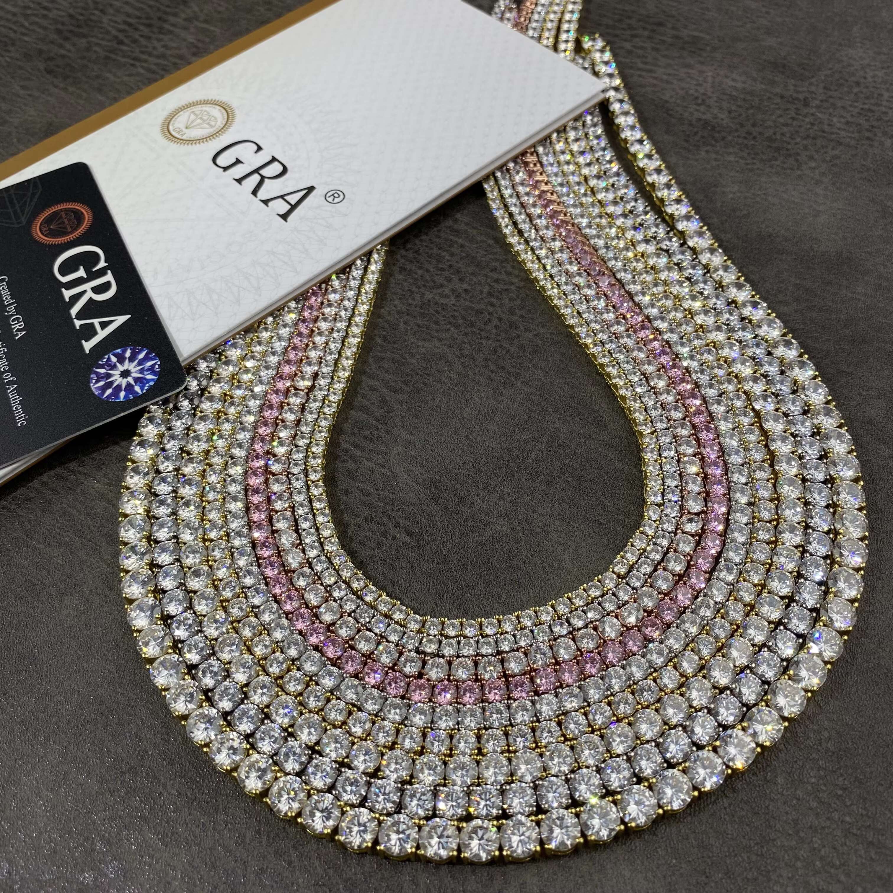 OACOCA 2 3 4 5 6mm Silver 925 VVS Moissanite Tennis Chain Bracelet Necklace Pass Diamond Tester Chain Hip Hop Chain for Men Women